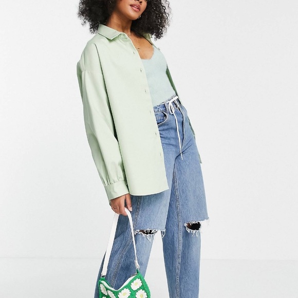 ASOS Design Mint Button Down Oversized Shacket Size 6 - Picture 2 of 7